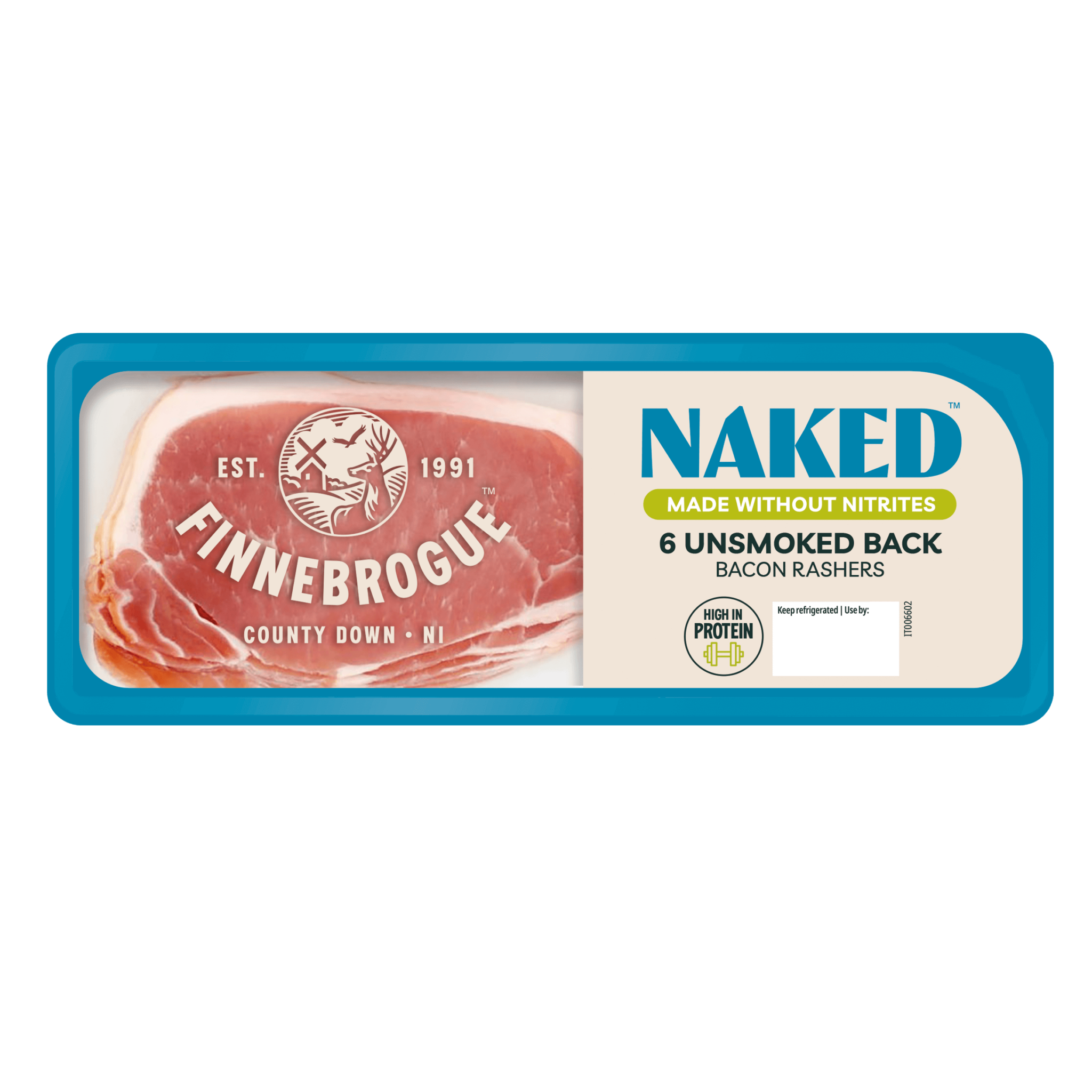 Naked Unsmoked Back Bacon Rashers Standard Finnebrogue