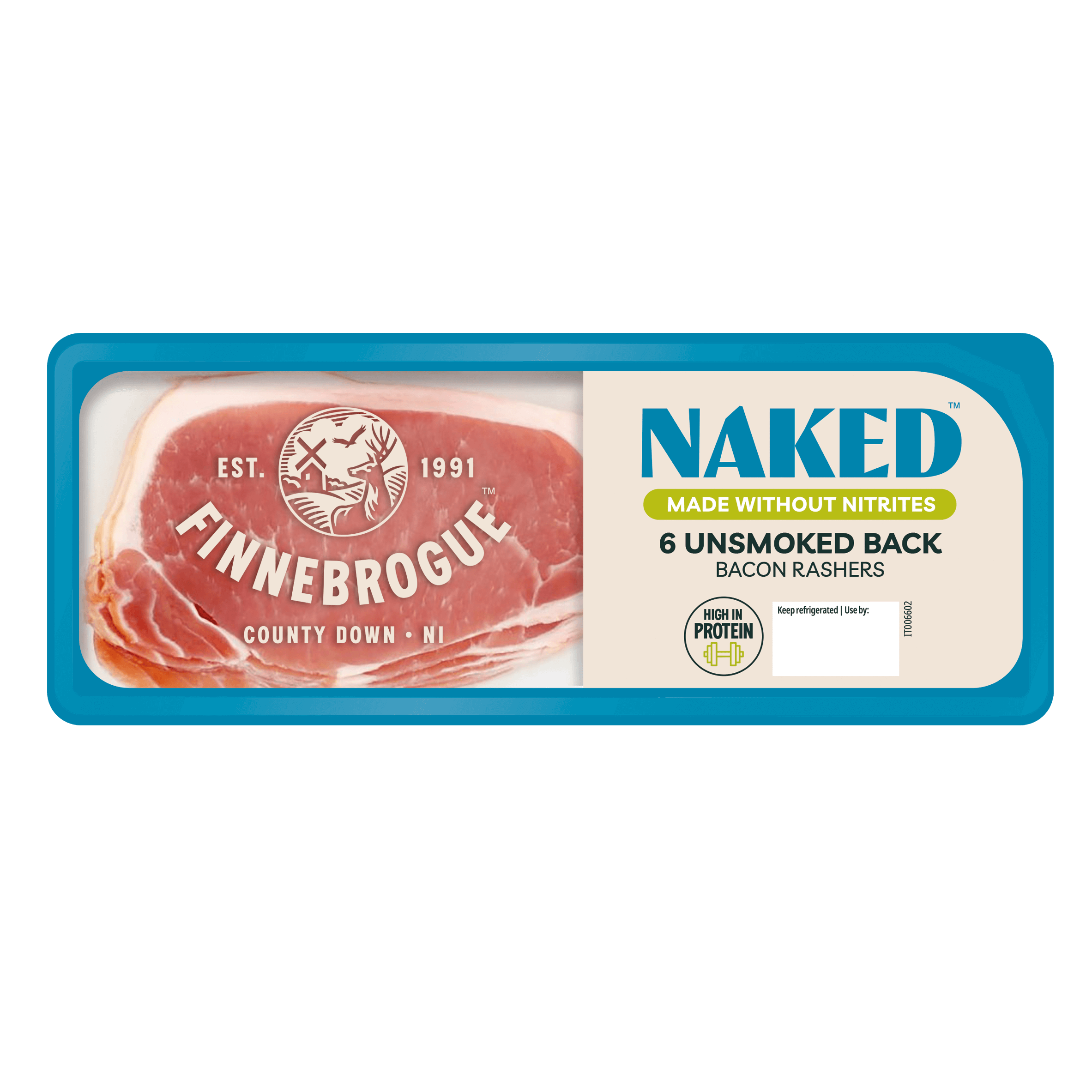 Finnebrogue naked unsmoked back bacon rashers.